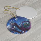 Dragon 2 Round Ceramic Ornaments