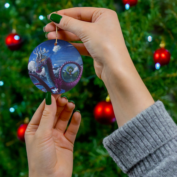 Dragon 2 Round Ceramic Ornaments